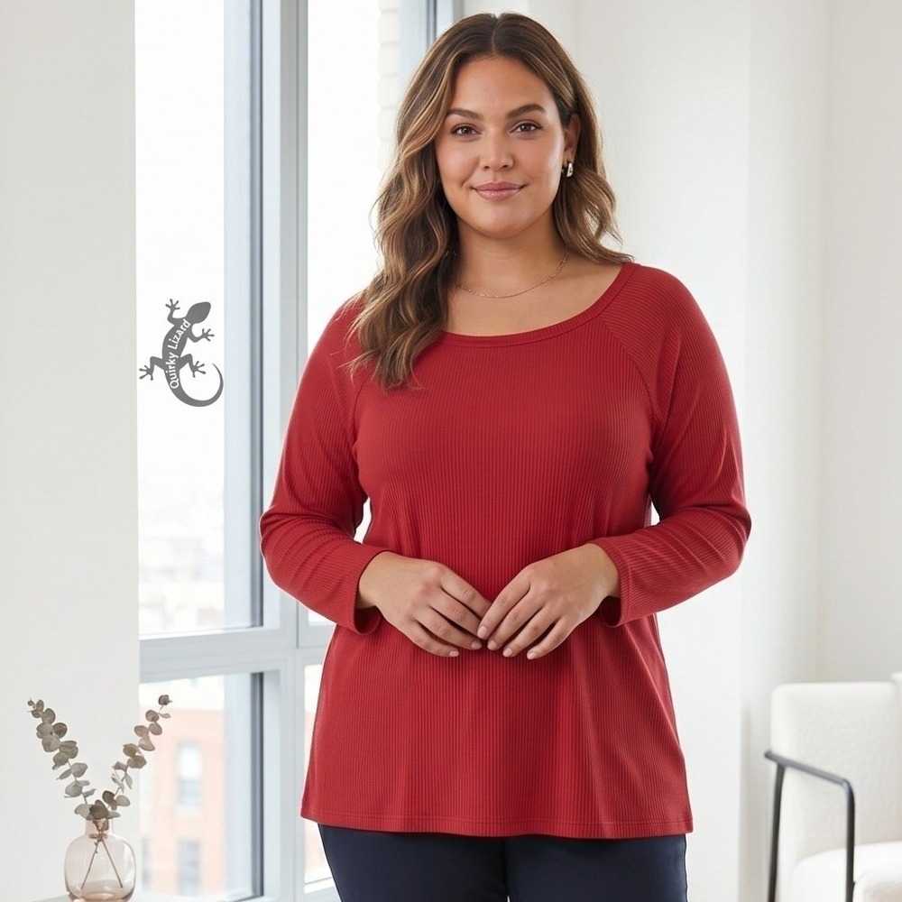 Torrid Sleep Lounge Top Womens 6X 30W Red Rib Hacci Off Shoulder NWT Pullover